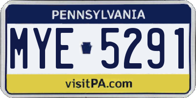 PA license plate MYE5291