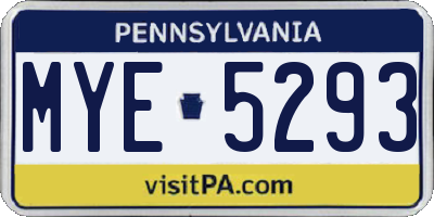 PA license plate MYE5293