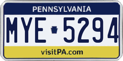 PA license plate MYE5294