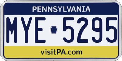 PA license plate MYE5295