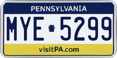 PA license plate MYE5299