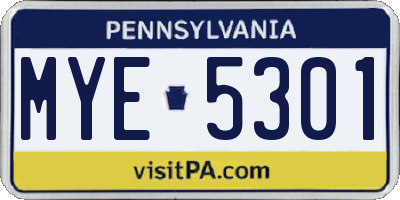 PA license plate MYE5301
