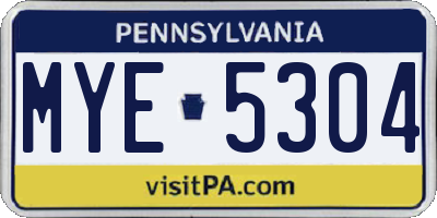 PA license plate MYE5304