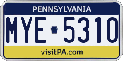 PA license plate MYE5310