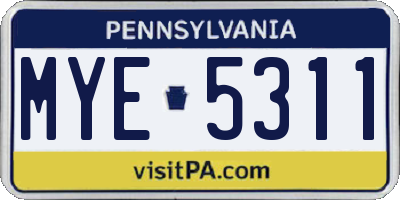 PA license plate MYE5311
