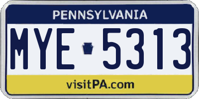PA license plate MYE5313