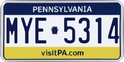 PA license plate MYE5314