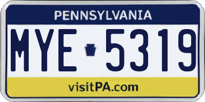 PA license plate MYE5319