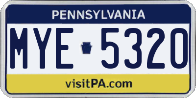 PA license plate MYE5320