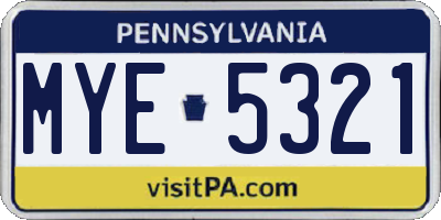 PA license plate MYE5321