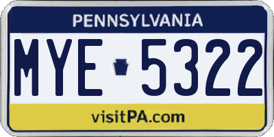 PA license plate MYE5322