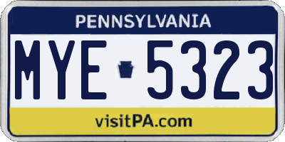 PA license plate MYE5323