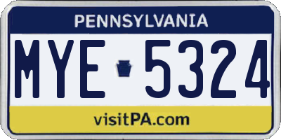 PA license plate MYE5324