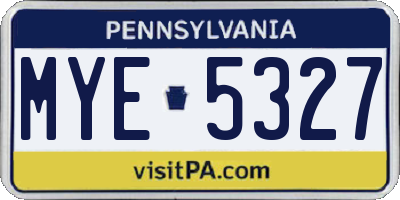 PA license plate MYE5327
