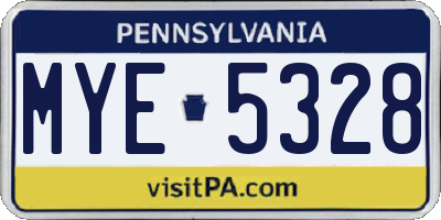 PA license plate MYE5328