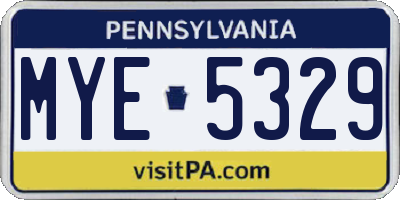 PA license plate MYE5329