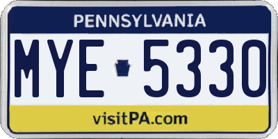 PA license plate MYE5330