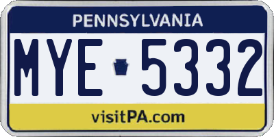 PA license plate MYE5332