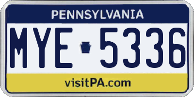 PA license plate MYE5336