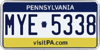 PA license plate MYE5338