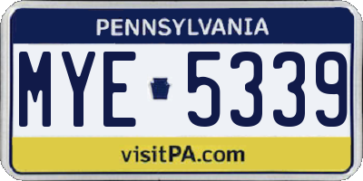 PA license plate MYE5339