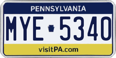 PA license plate MYE5340