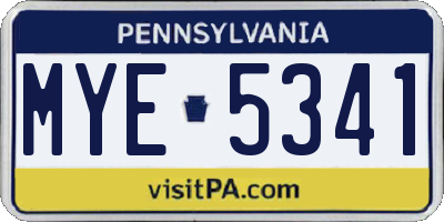 PA license plate MYE5341