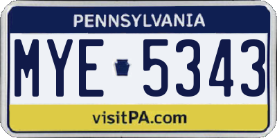 PA license plate MYE5343