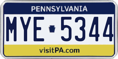 PA license plate MYE5344