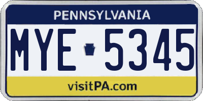 PA license plate MYE5345