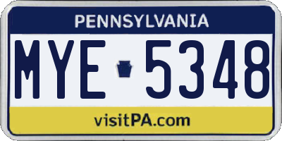 PA license plate MYE5348