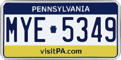 PA license plate MYE5349