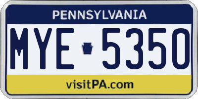 PA license plate MYE5350