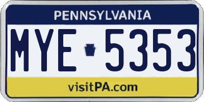 PA license plate MYE5353