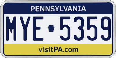 PA license plate MYE5359