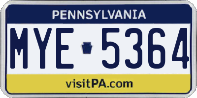 PA license plate MYE5364