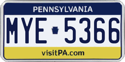 PA license plate MYE5366