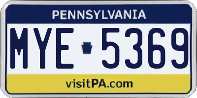 PA license plate MYE5369