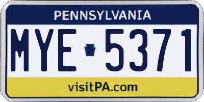 PA license plate MYE5371