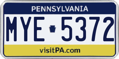 PA license plate MYE5372