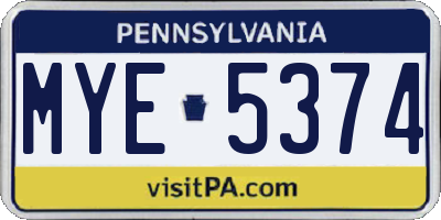 PA license plate MYE5374