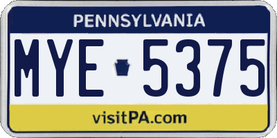 PA license plate MYE5375