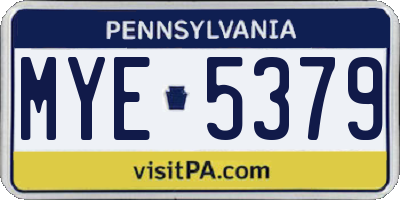 PA license plate MYE5379