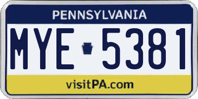 PA license plate MYE5381