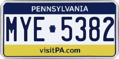 PA license plate MYE5382
