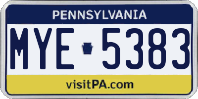 PA license plate MYE5383