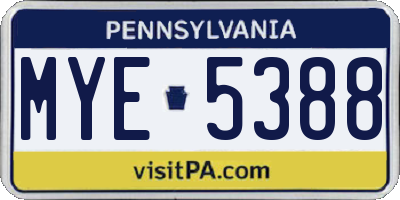 PA license plate MYE5388