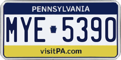 PA license plate MYE5390