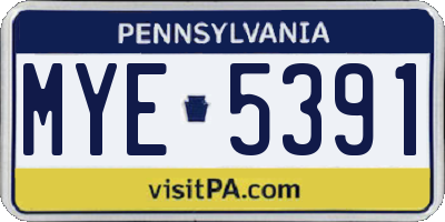 PA license plate MYE5391