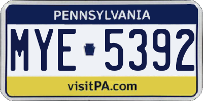 PA license plate MYE5392